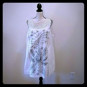 eShakti white tunic with black embroidery NWOT